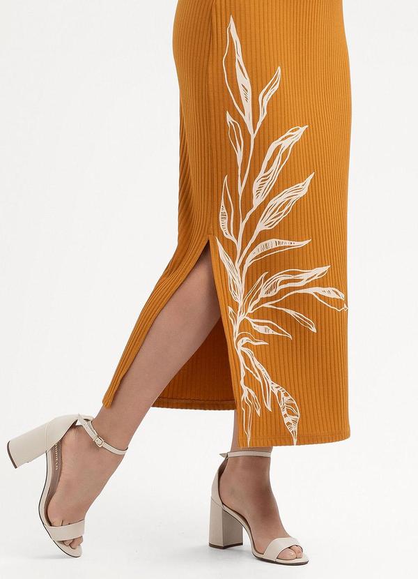 Habana - Vestido Midi em Canelado  Laranja 3