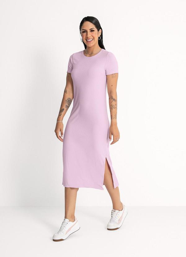 Habana - Vestido Midi em Canelado Lilás