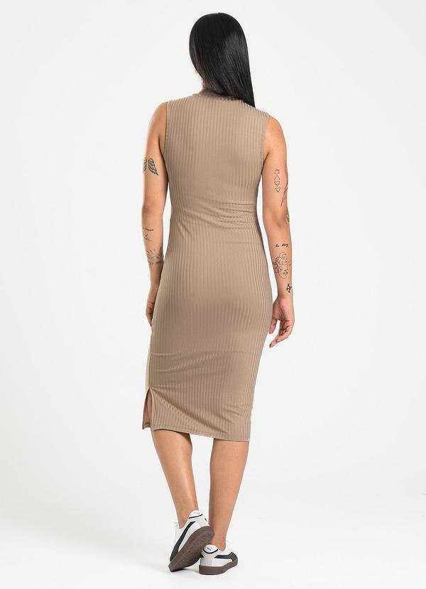 Cativa - Vestido Midi em Canelado Marrom Claro 2