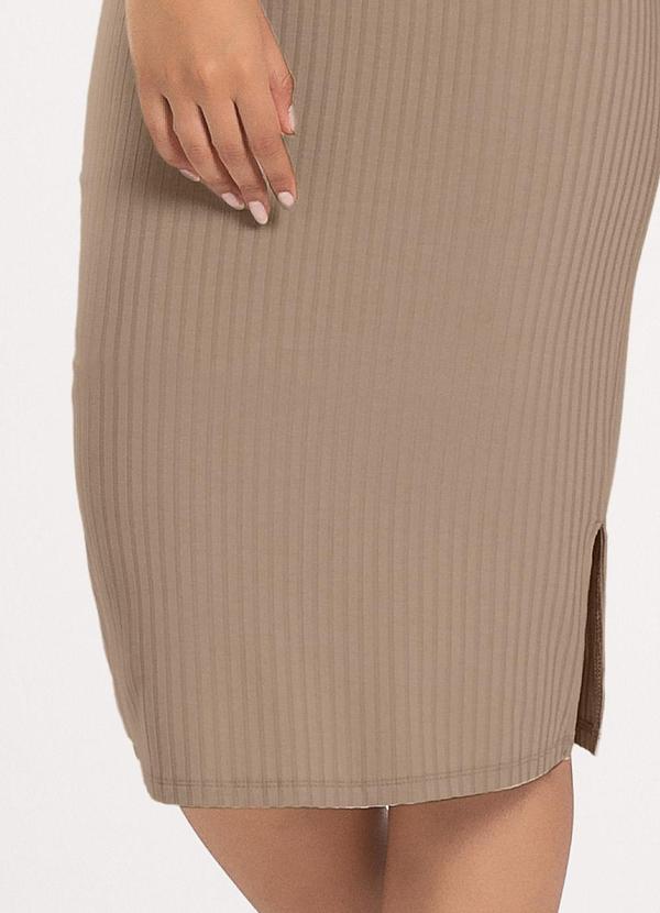 Cativa - Vestido Midi em Canelado Marrom Claro 3