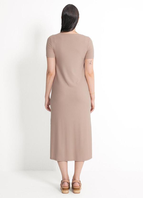 Habana - Vestido Midi em Canelado Marrom Claro 2