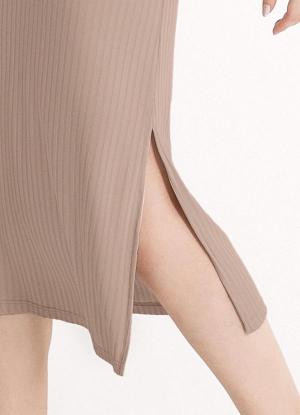 Habana - Vestido Midi em Canelado Marrom Claro 3