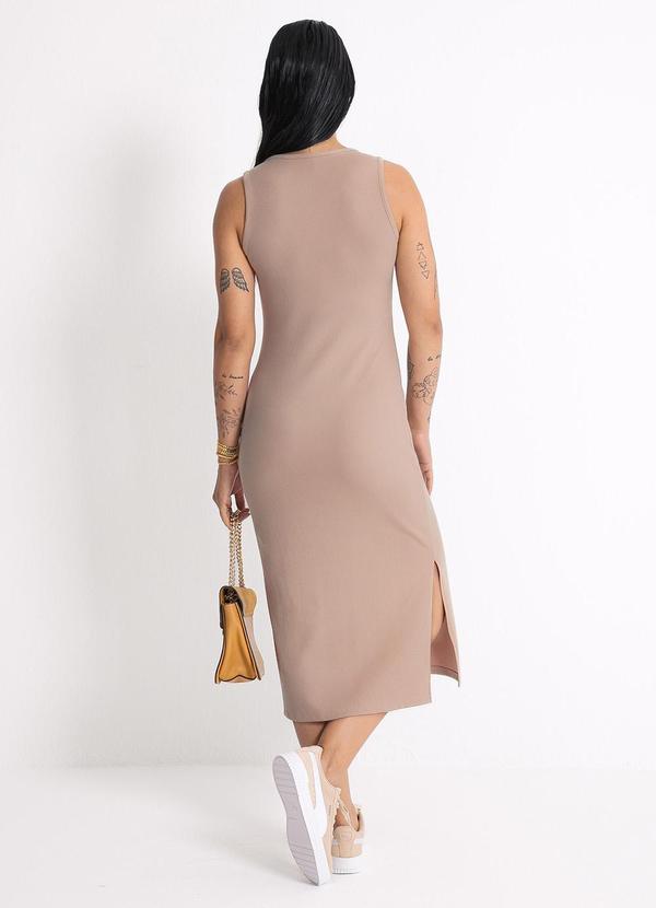 Habana - Vestido Midi em Canelado Marrom Claro 2