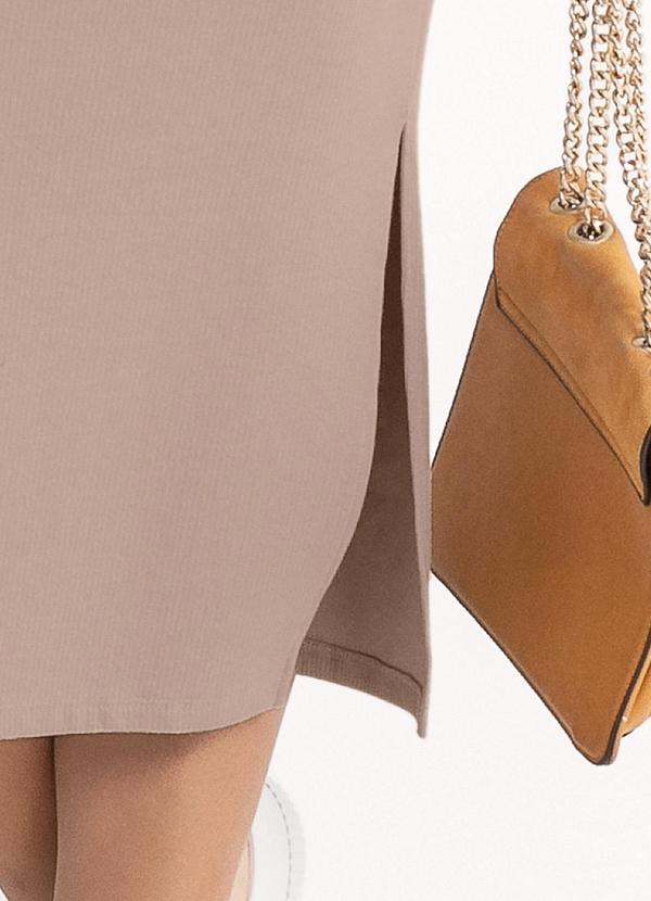 Habana - Vestido Midi em Canelado Marrom Claro 3