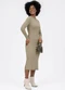Habana - Vestido Midi em Canelado Marrom Claro - variação: Marrom Claro