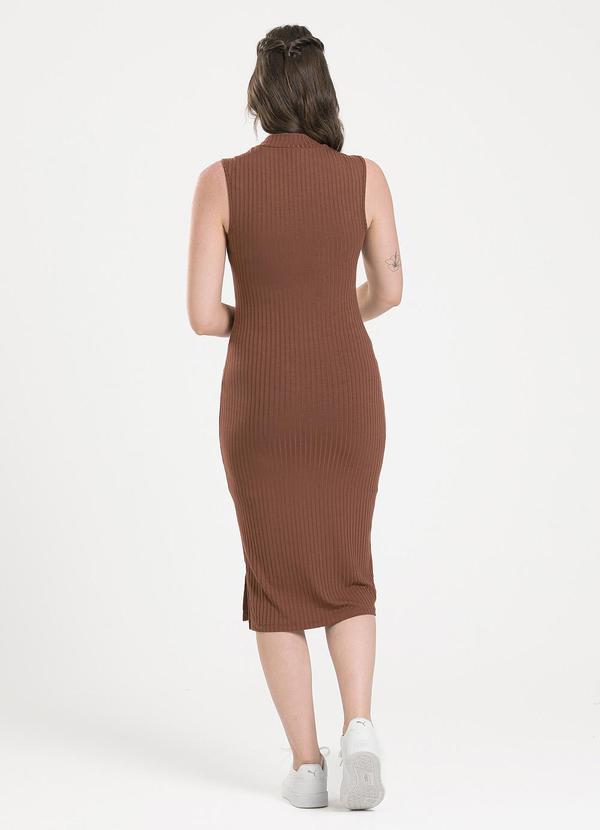 Cativa - Vestido Midi em Canelado Marrom Escuro 2