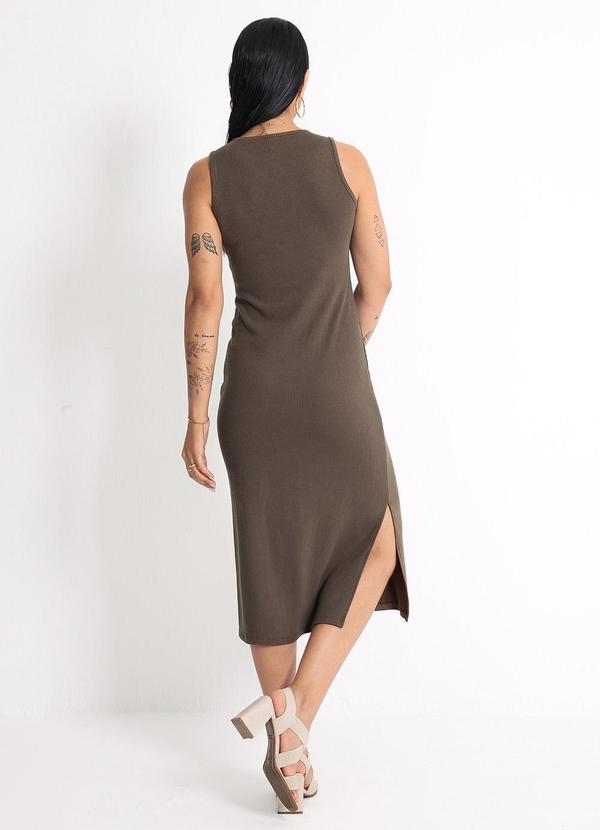 Habana - Vestido Midi em Canelado Marrom Escuro 2