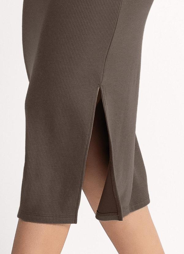 Habana - Vestido Midi em Canelado Marrom Escuro 3