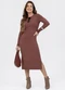 Habana - Vestido Midi em Canelado Marrom Claro - variação: Marrom Escuro