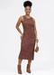 Habana - Vestido Midi em Canelado Off White - variação: Marrom Escuro
