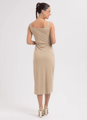 Habana - Vestido Midi em Canelado Marrom - HABANA
