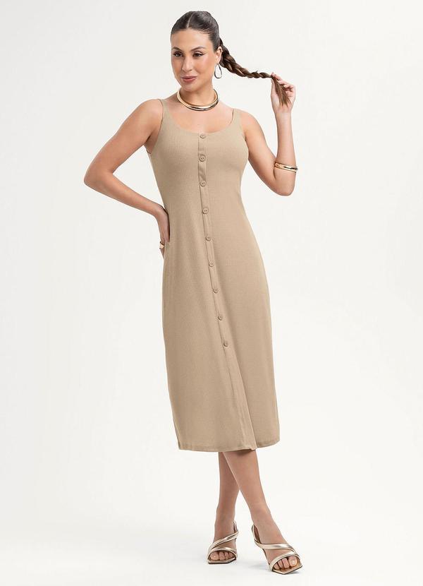 Habana - Vestido Midi em Canelado Marrom