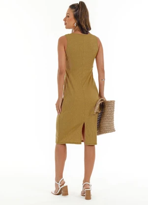 Habana - Vestido Midi em Canelado Marrom - HABANA