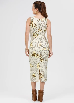 Habana - Vestido Midi em Canelado Off White - HABANA