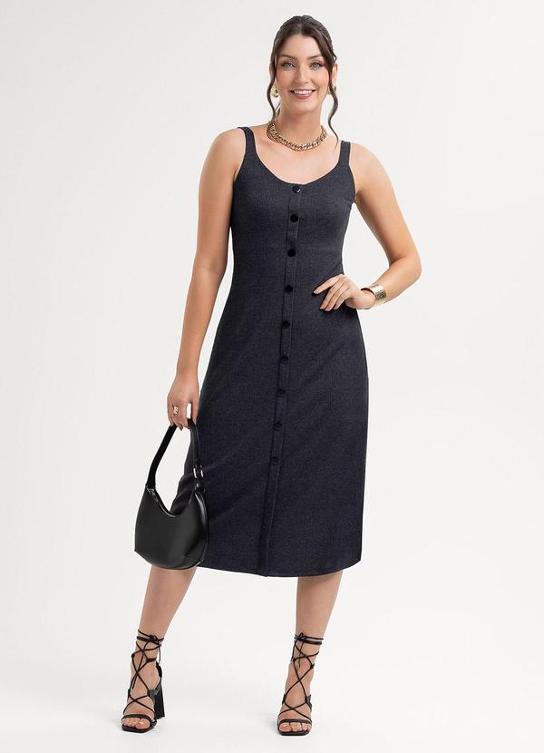 Habana - Vestido Midi em Canelado Preto