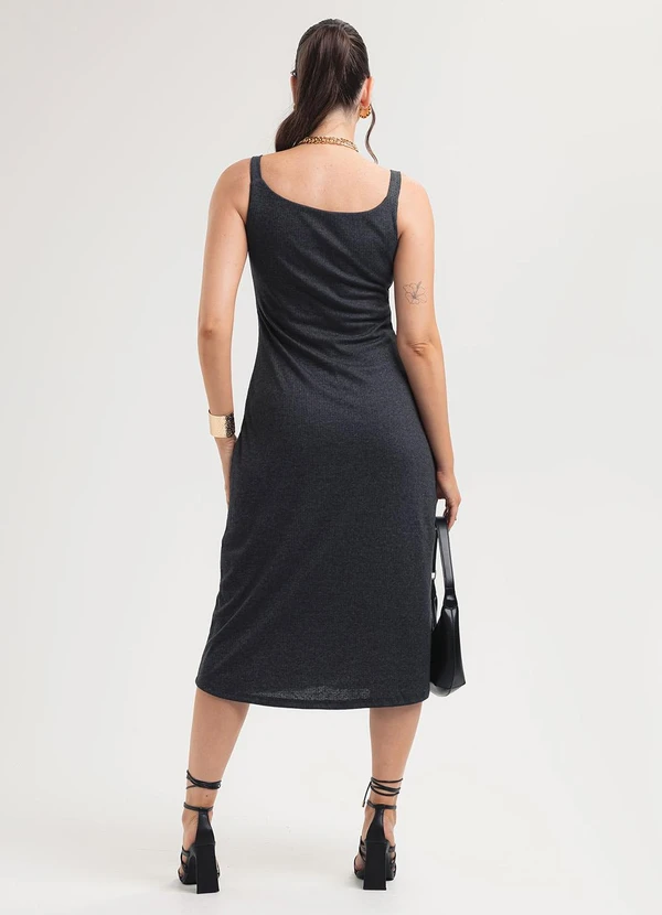 Habana - Vestido Midi em Canelado Preto 2