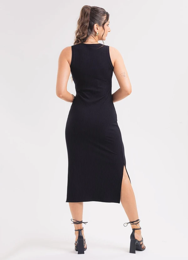 Habana - Vestido Midi em Canelado Preto 2