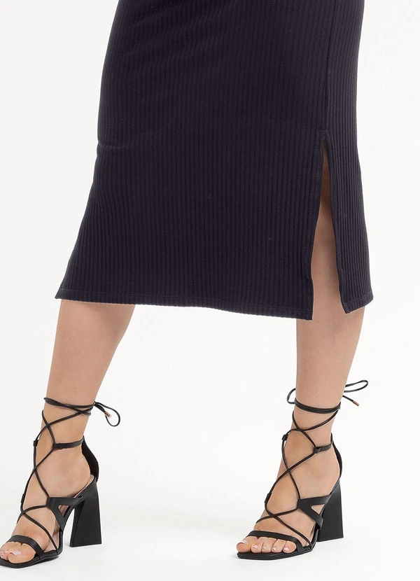 Habana - Vestido Midi em Canelado Preto 3