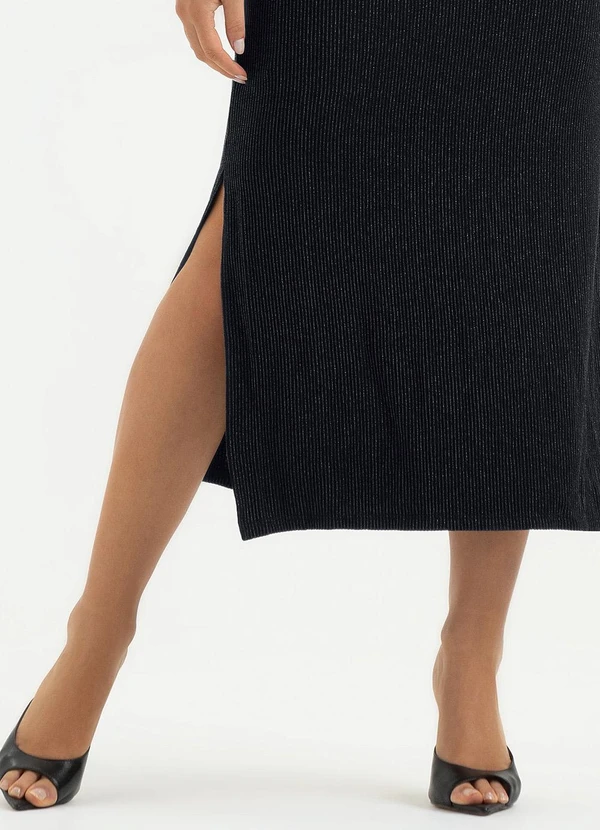 Cativa - Vestido Midi em Canelado  Preto 3