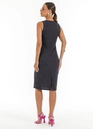 Habana - Vestido Midi em Canelado Preto - HABANA