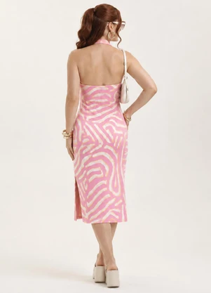 Cativa - Vestido Midi em Canelado Rosa - CATIVA