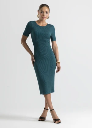 Cativa - Vestido Midi em Canelado Verde Escuro - CATIVA