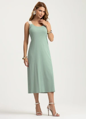 Gris - Vestido Midi em Canelado Verde - GRIS