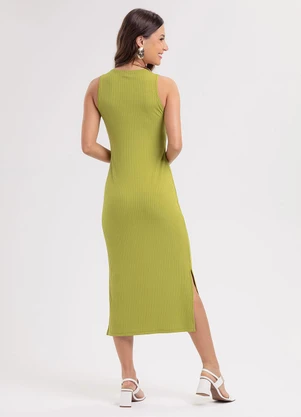 Habana - Vestido Midi em Canelado Verde - HABANA