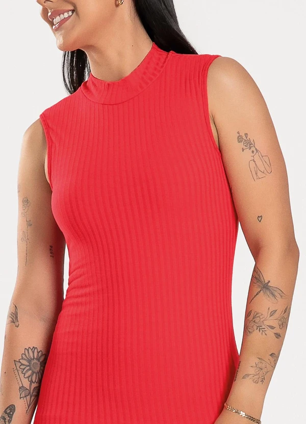 Cativa - Vestido Midi em Canelado Vermelho 3