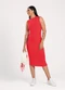 Cativa - Vestido Midi em Canelado Vermelho - variação: Vermelho