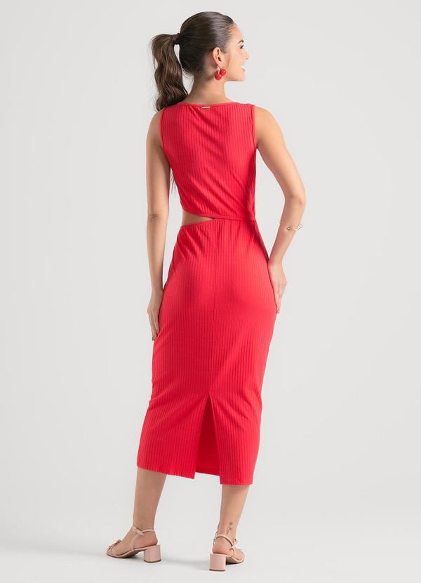 Cativa - Vestido Midi em Canelado Vermelho 2