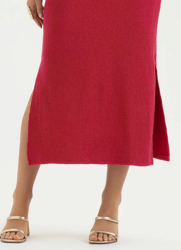 Cativa - Vestido Midi em Canelado  Vermelho 3