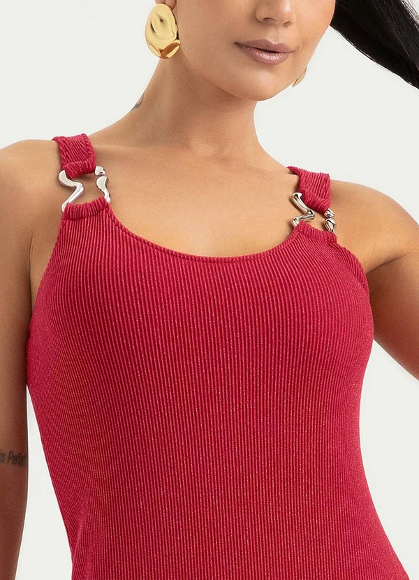 Cativa - Vestido Midi em Canelado  Vermelho 4