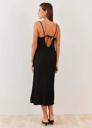 Sofie - Vestido Midi em Cetim Alças Finas Soft Glam - Sofi - SOFIE