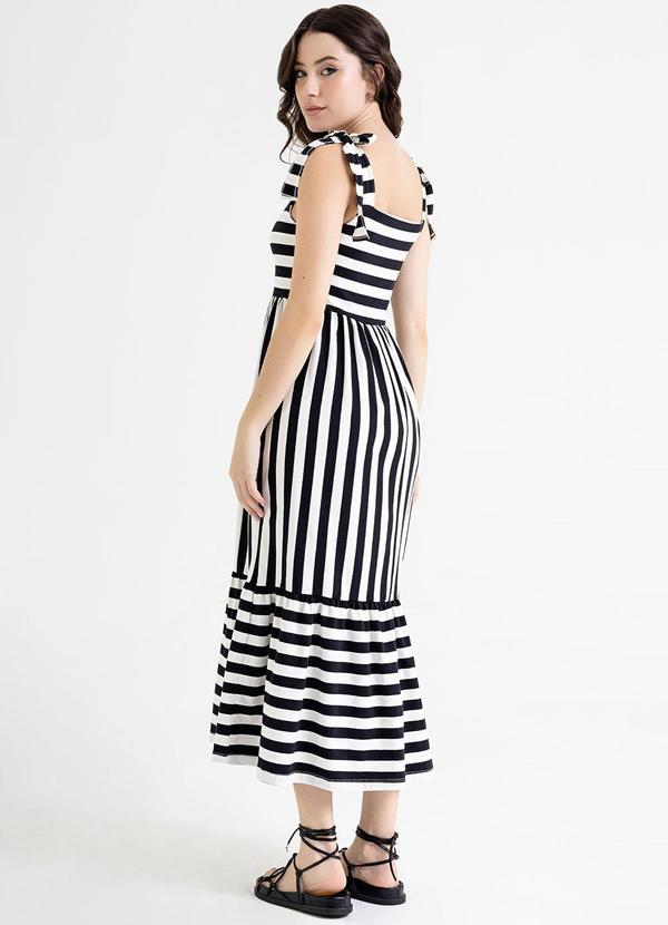 Just Basic - Vestido Midi em Cotton Listrado Off White 2