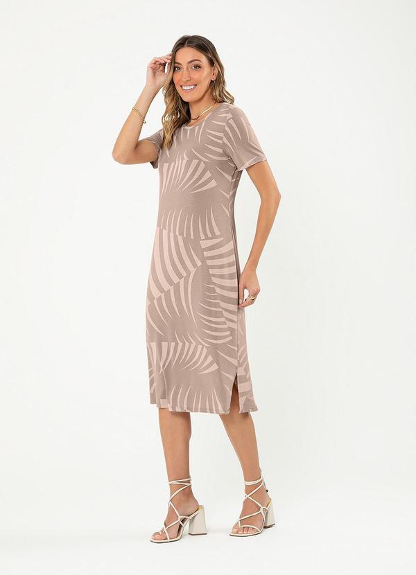 Cativa - Vestido Midi em Crepe Marrom Claro