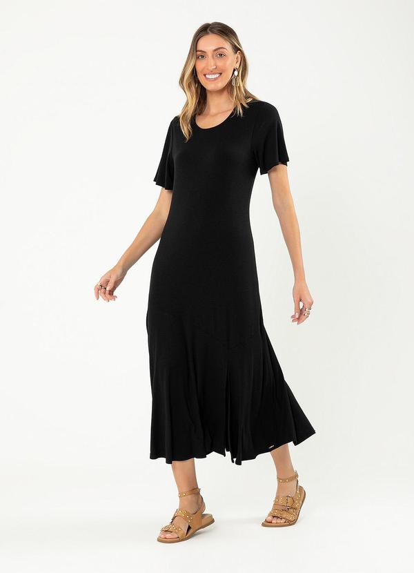 Cativa - Vestido Midi em Crepe Preto