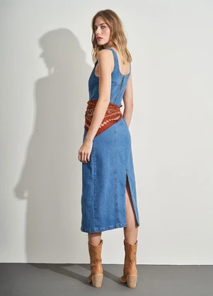 Sofie - Vestido Midi em Jeans Azul - SOFIE