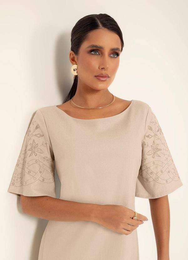 Gris - Vestido Midi em Linho  Bege 3