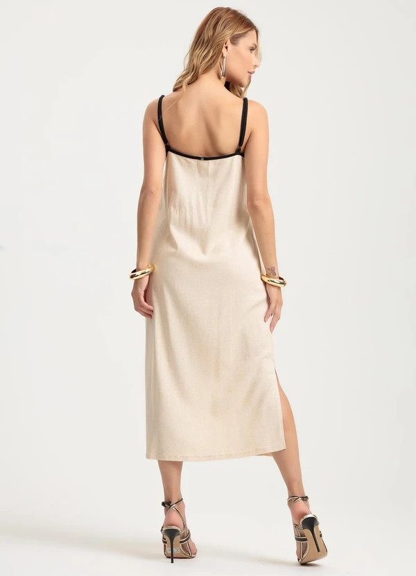 Gris - Vestido Midi em Linho  Bege 2