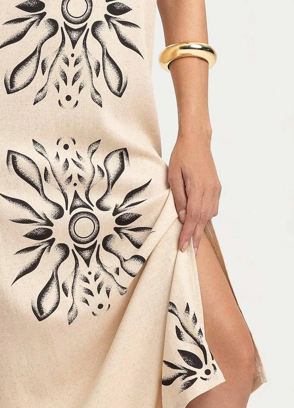 Gris - Vestido Midi em Linho  Bege 3