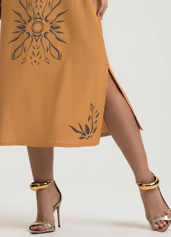 Gris - Vestido Midi em Linho Marrom 4