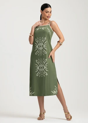 Gris - Vestido Midi em Linho  Verde - GRIS