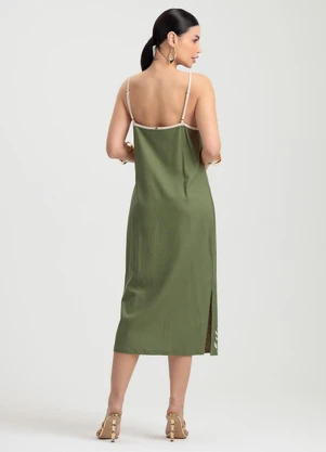Gris - Vestido Midi em Linho  Verde - GRIS