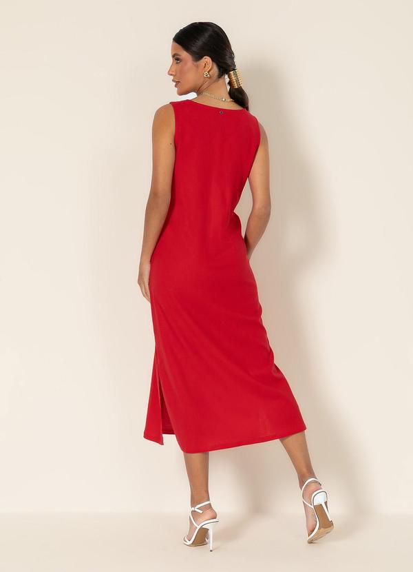 Gris - Vestido Midi em Linho  Vermelho 3
