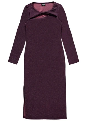 Enfim - Vestido Midi em Lurex Roxo - ENFIM