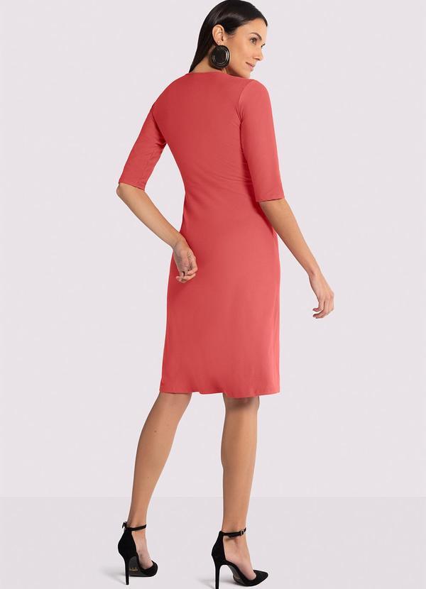 Lunender - Vestido Midi em Malha Crepe com Manga 3/4 Vermelho 4