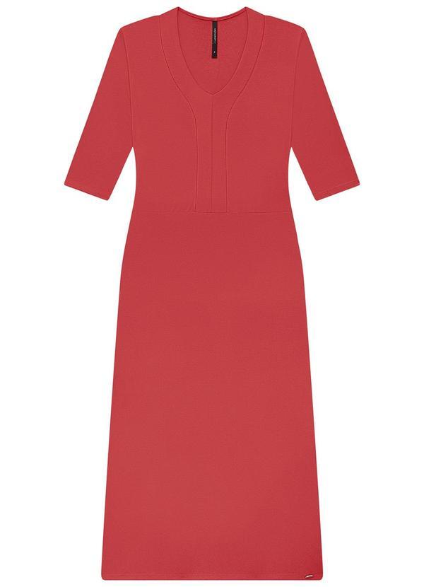 Lunender - Vestido Midi em Malha Crepe com Manga 3/4 Vermelho 6