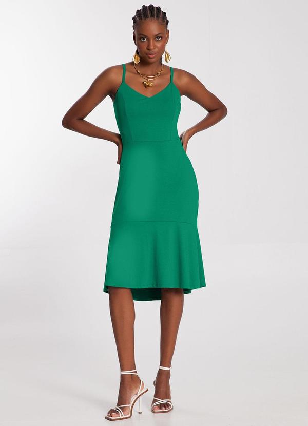 Lunender - Vestido Midi em Malha Crepe Verde 3