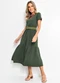 Quintess - Vestido Meia Malha Preto com Babados - variação: Verde Militar